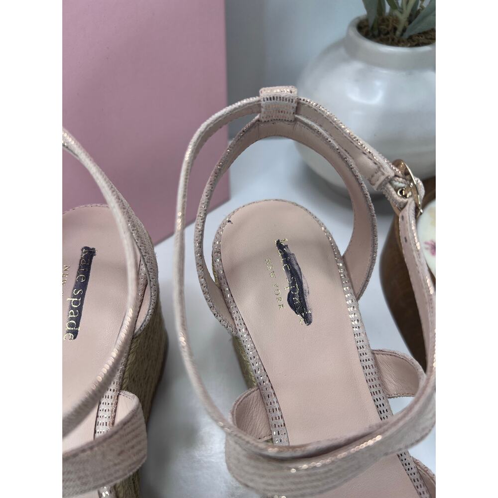 Kate Spade Thelma Leather Wedge Sandals Espadrille Blush Women's 9 NWB - Picture 11 of 13